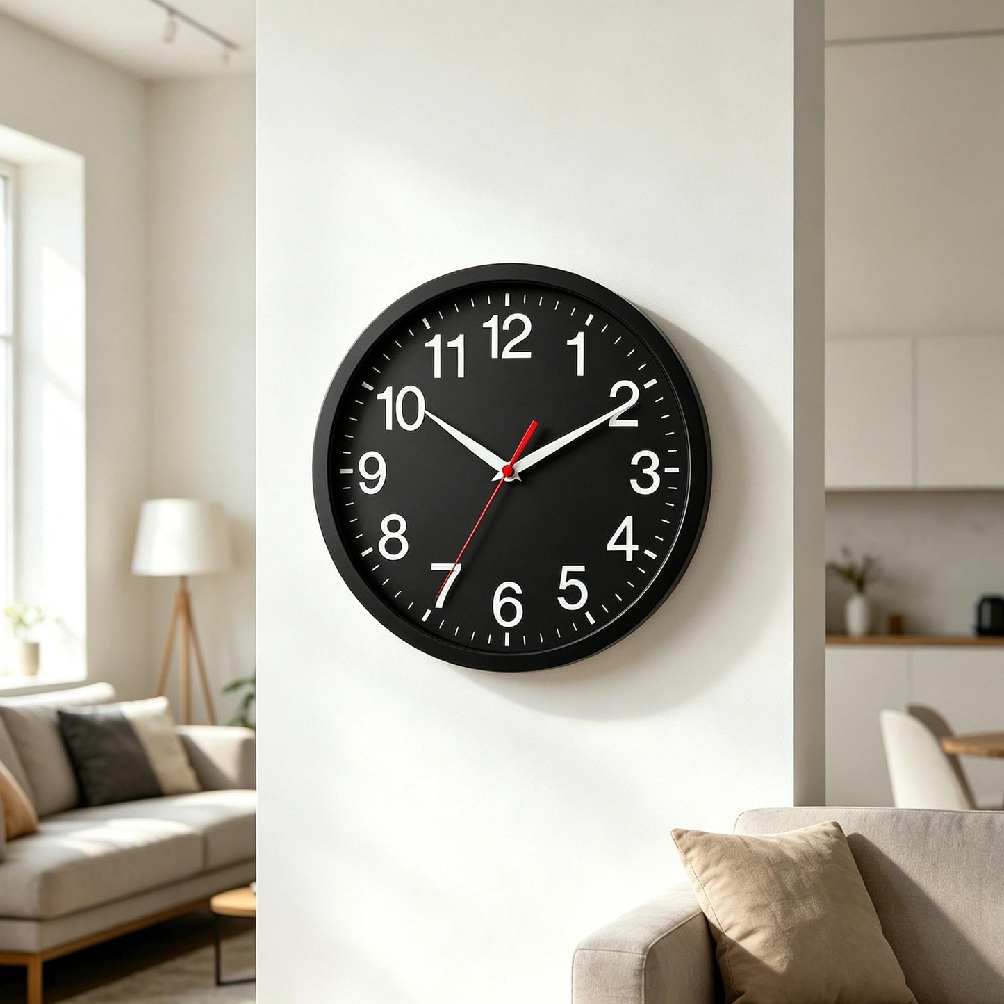 Rohioue Wall Clock Modern 8 Inch Battery Operated Silent Non Ticking Small Analog Clock for Living Room Office Home Bedroom Kitchen Bathroom(Black)