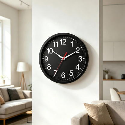 Rohioue Wall Clock Modern 8 Inch Battery Operated Silent Non Ticking Small Analog Clock for Living Room Office Home Bedroom Kitchen Bathroom(Black)