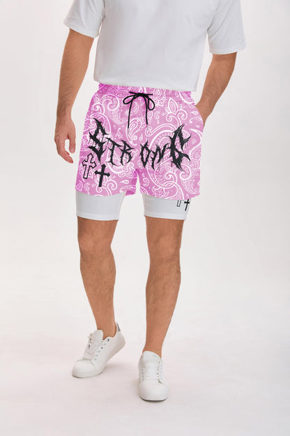QJQ Men's 2 in 1 Goth Graphic Drawstring Elastic Waist Shorts Summer Casual Workout Athletic Gym Track Shorts