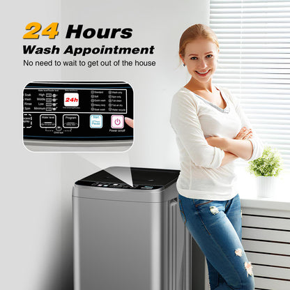 Portable Washing Machine, 17.7lbs Full-Automatic Small Washing Machine for Apartment, 10 Wash Programs with Drain Hose Dorm Size Portable Washer for RV, Home, College, Grey