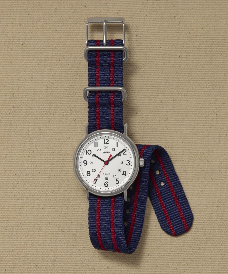 Timex Weekender 38mm Unisex Analog Watch | INDIGLO Backlight | Adjustable Durable Nylon Fabric Slip Through Strap | 24 Hour Time
