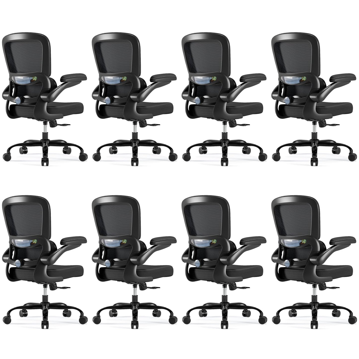 TRALT Ergonomic Office Chair - Desk Chair with Adjustable Lumbar Support Computer Chair - Mesh Comfy Chair with Flip-up Armrests - Gaming Chairs for Adults Home Office (Leather, White)