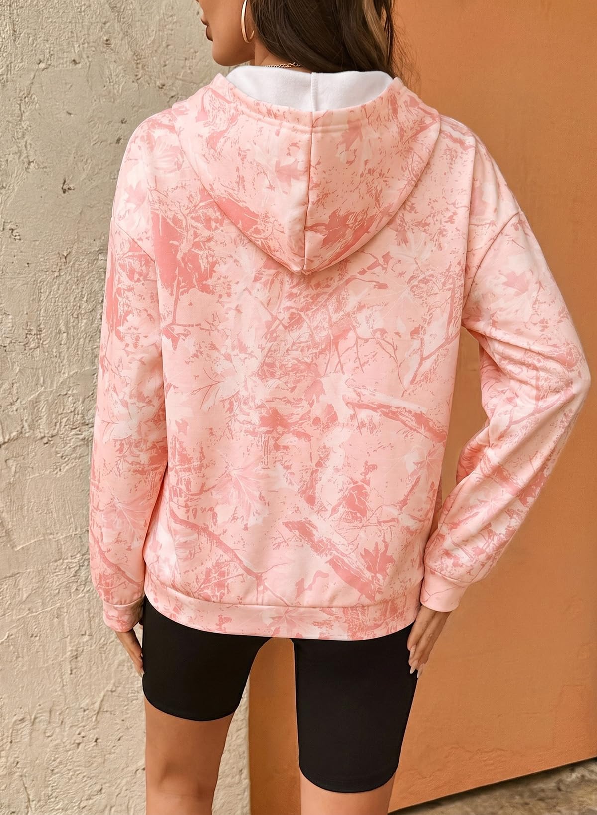 Dokotoo Hoodies for Women Long Sleeve Maple Leaf Fleece Camo Hoodie Oversized Camouflage Casual Sweatshirt Hooded Tops