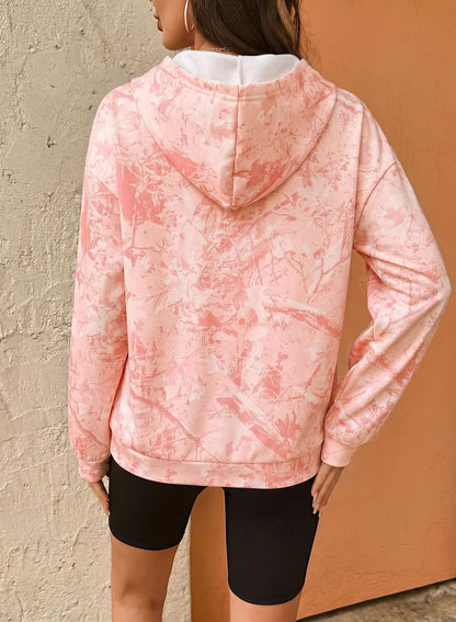 Dokotoo Hoodies for Women Long Sleeve Maple Leaf Fleece Camo Hoodie Oversized Camouflage Casual Sweatshirt Hooded Tops