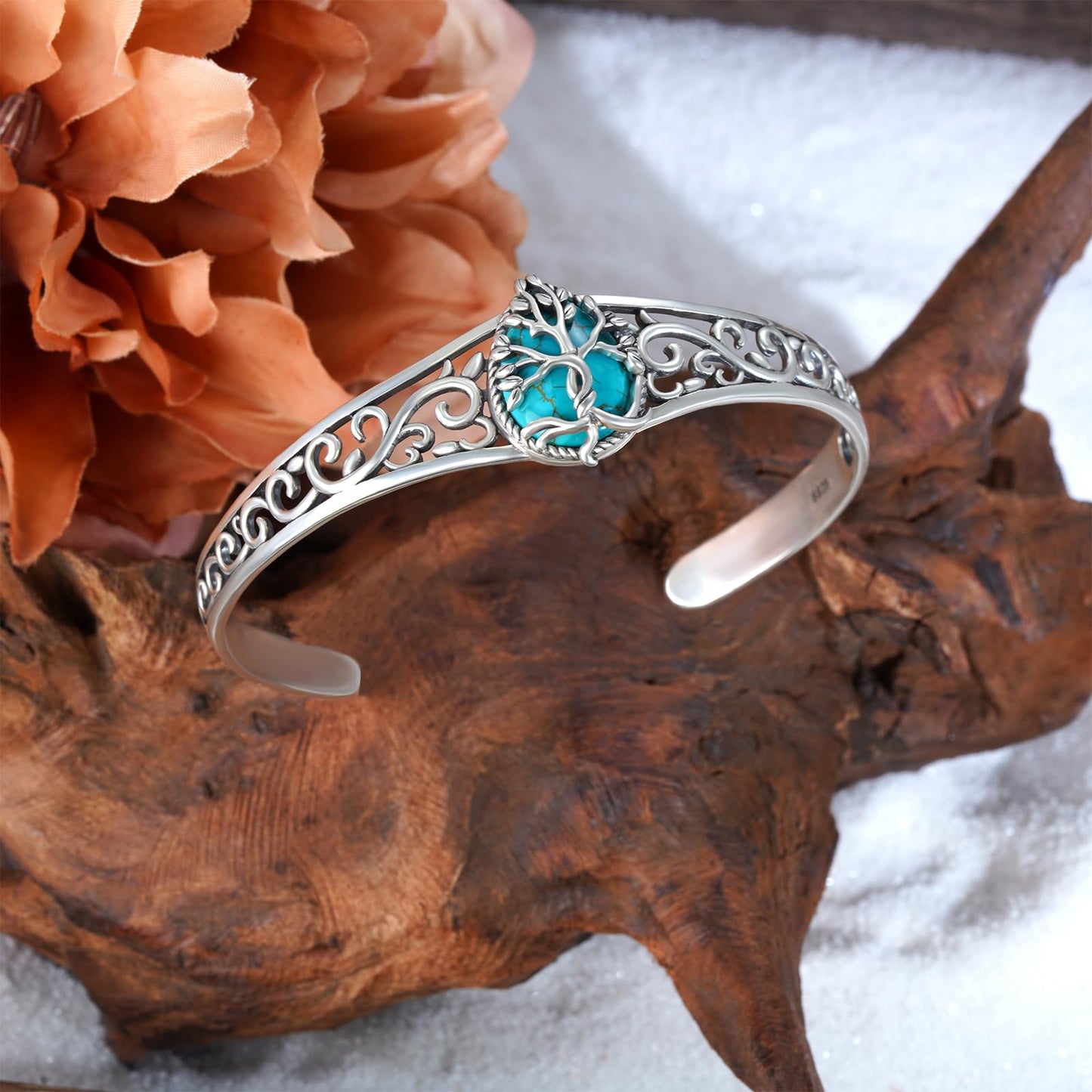 Genuine Turquoise Bracelet for Women 925 Sterling Silver Real Turquoise Cuff Bracelet Vintage Western Jewelry for Women