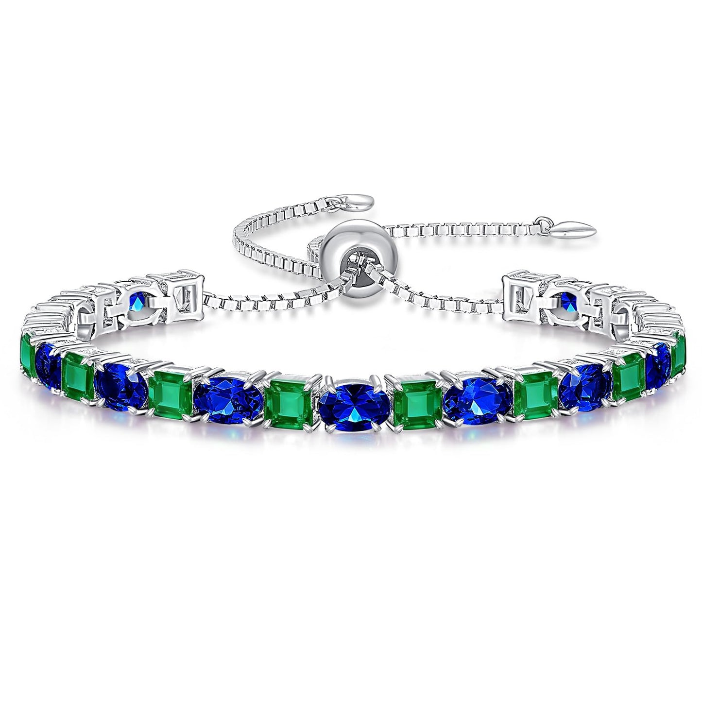 Sterling Silver Birthstone Bracelets for Women White Gold Tennis Bracelets Adjustable Chain 6-9 Inchs Jewelry Hypoallergenic Anniversary Birthday Gifts for Women Mom Wife Her
