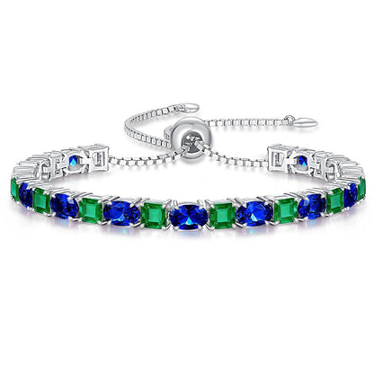 Sterling Silver Birthstone Bracelets for Women White Gold Tennis Bracelets Adjustable Chain 6-9 Inchs Jewelry Hypoallergenic Anniversary Birthday Gifts for Women Mom Wife Her