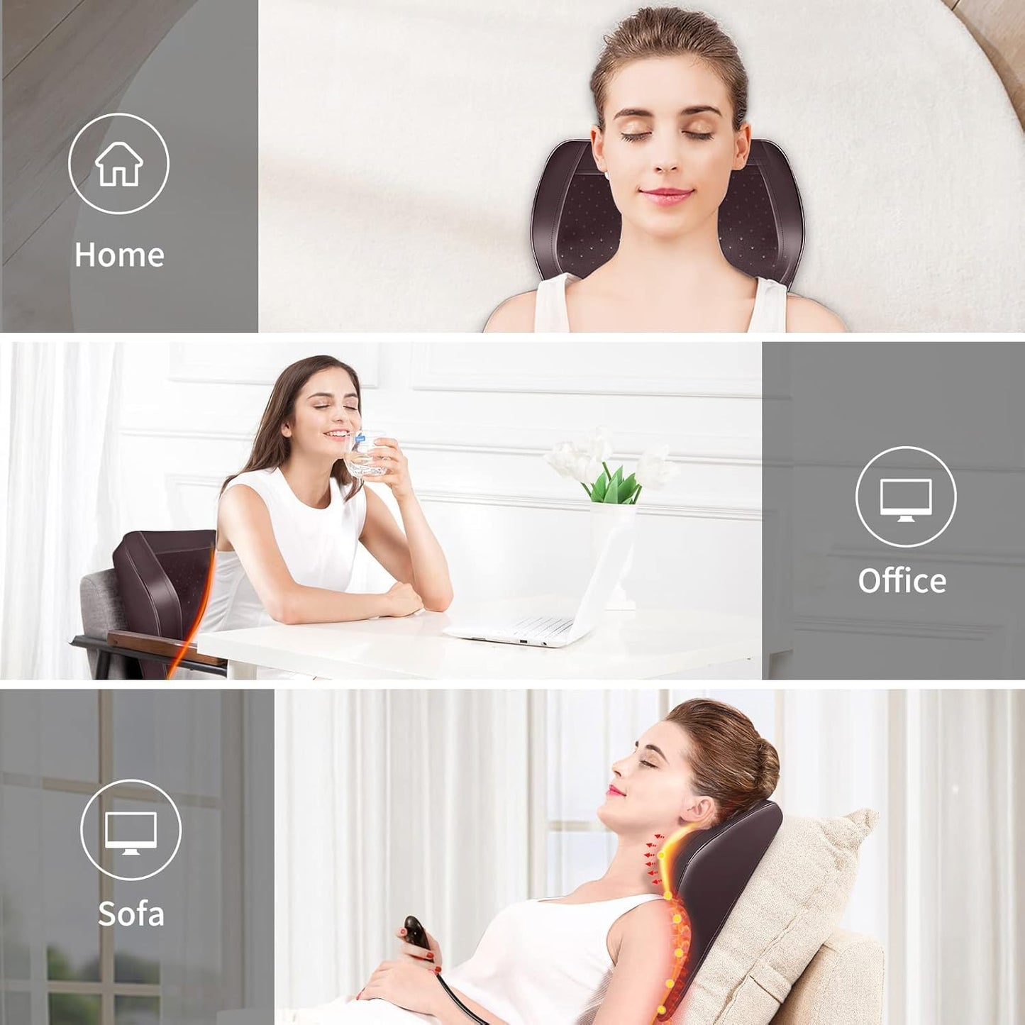 Boriwat Back Massager with Heat, 3D Kneading Massage Pillow for Back, Neck, Shoulder, Leg Pain Relief Deep Tissue, Gifts for Women Men Mom Dad