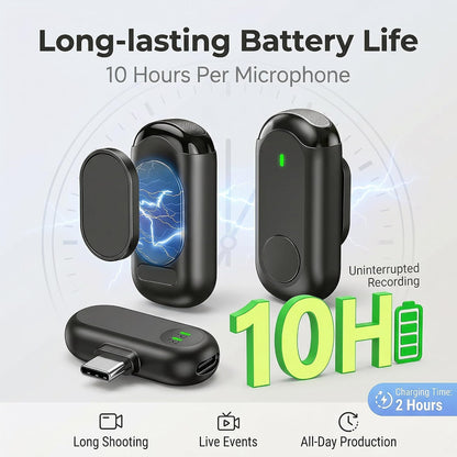 Wireless Mini Microphone for iPhone Android,Mini Mic for Video Recording,Plug & Play Lapel Professional Mic with Noise Reduction, Mute, and Reverb for YouTube TikTok Vlog Podcast