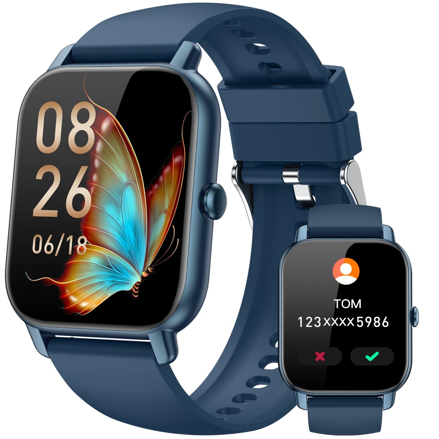Smart Watches for Men Women, Fitness Tracker with Activity Counter/Sleep Monitor, IP68 Waterproof Smart Watch for Android iPhone iOS Compatible (Jet Black, 1.83)