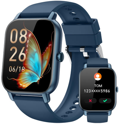 Smart Watches for Men Women, Fitness Tracker with Activity Counter/Sleep Monitor, IP68 Waterproof Smart Watch for Android iPhone iOS Compatible (Jet Black, 1.83)