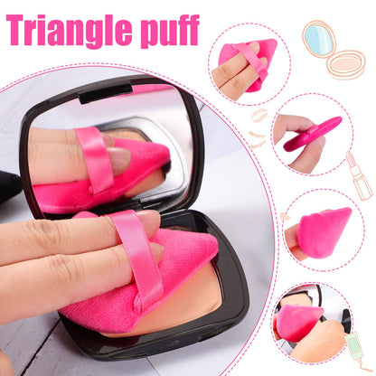 Pimoys 6 Pieces Powder Puff, Face Makeup Sponge Soft Velour Triangle Powder Puffs Beauty Sponge for Loose Powder (Black, Pink)