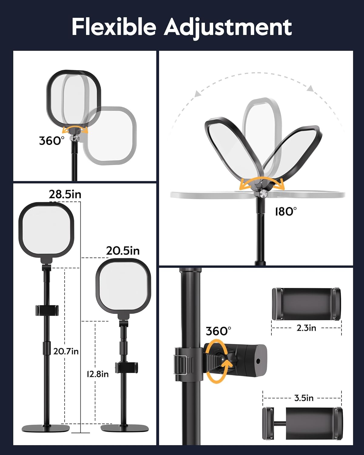 LitONES Video Conference Lighting for Zoom Meeting, Ring Light for Desk with Flexible Stand, 30 Light Modes Ring Light for Computer, Video Lights & Memory Func for Video Calls, Live Stream, Webcam