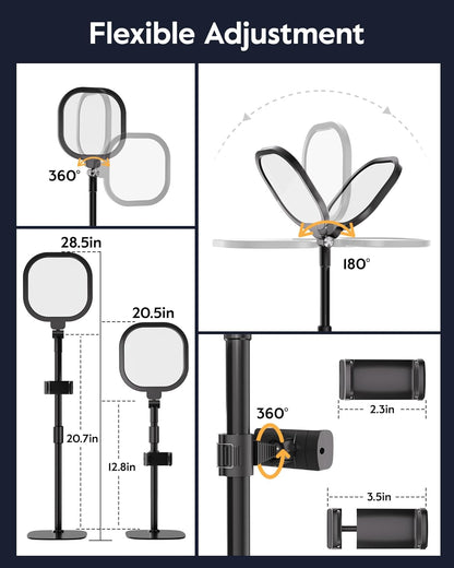 LitONES Video Conference Lighting for Zoom Meeting, Ring Light for Desk with Flexible Stand, 30 Light Modes Ring Light for Computer, Video Lights & Memory Func for Video Calls, Live Stream, Webcam