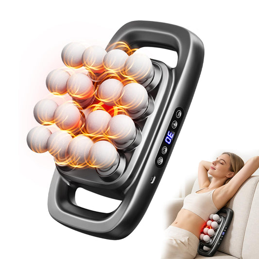 16 Head Deep Tissue Back Massager for Pain Relief, Multi Head Massager for Neck Shoulder, Massage Cushion with Red Light, Adjustable Intensity for Chair Home Office Car, Gifts for Men