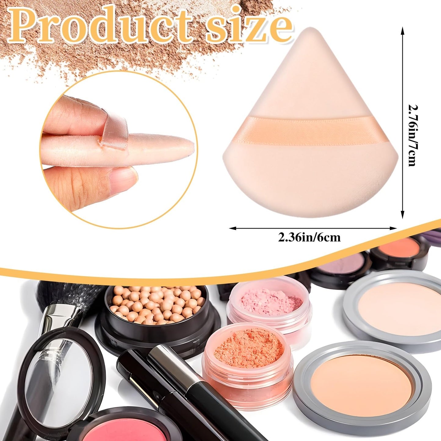 Pimoys 6 Pieces Powder Puff, Face Makeup Sponge Soft Velour Triangle Powder Puffs Beauty Sponge for Loose Powder (Black, Pink)