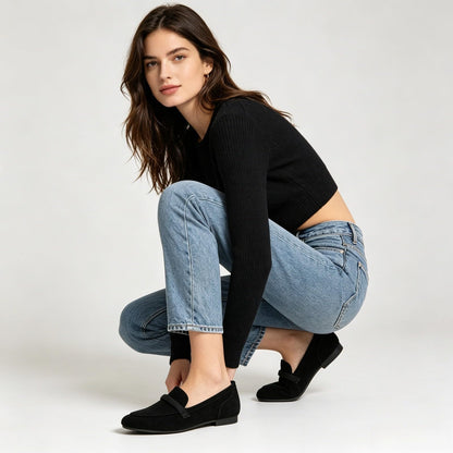 Women's Slip on Flats Shoes Runs Small Faux Suede Ballet Flats Fashion Business Casual Comfortable Flats Dressy Loafers for Women