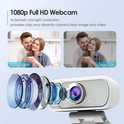 ToLuLu Streaming Webcam 2K 50FPS Web Cam, LED RGB Webcam with Microphone and Light, Autofocus Computer Camera with Cover and Tripod, Plug-Play USB Web cam for PC Desktop/MacBook Gaming Video Calling