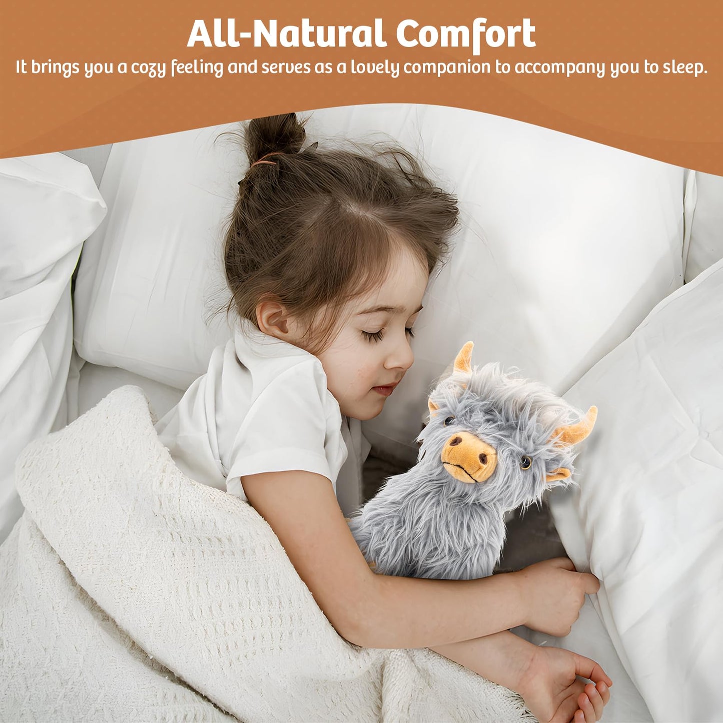 Marysun Microwavable Highland Cow Stuffed Animal - Weighted Stuffed Animal Plush, Heating Pad, Cozy Gift for Girls|Women|Kids|Elderly People, 9.8in, 1.65lb