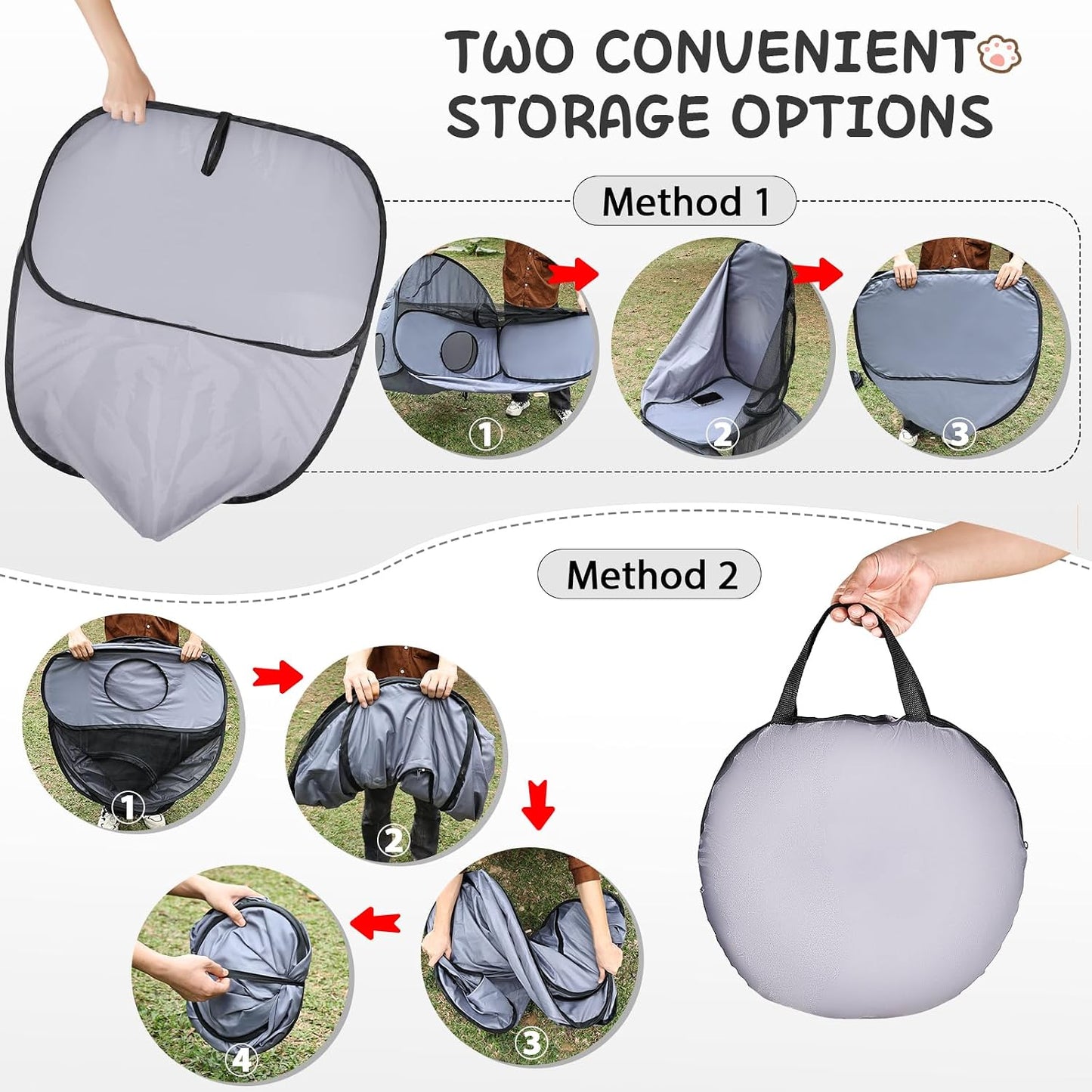 Tailtastic Pet Playpen with Surround Tunnel, Outdoor/Indoor Cat Playpen with Breathable Soft Sides，Tailtastic Cat Enclosure Tent for Small Animals, Portable Tent with Carry Bag (Medium)