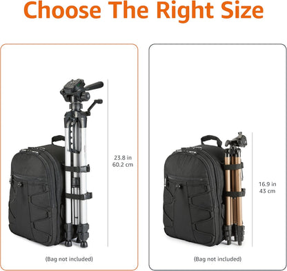 Amazon Basics 50-inch Lightweight Portable Camera Tripod Stand with Quick-Release Plate, Adjustable Height, Aluminum, for Travel Photography, Champagne