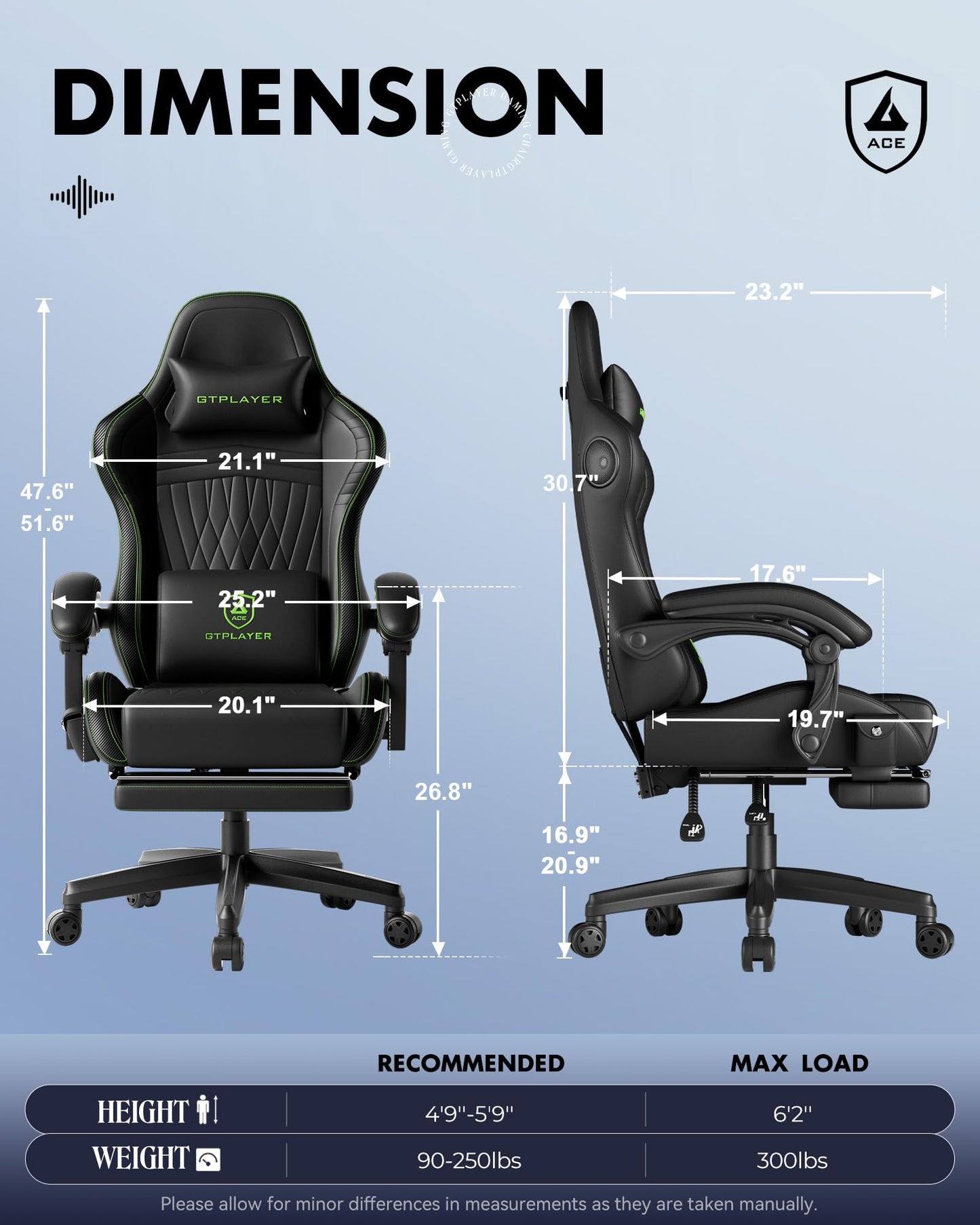 GTPLAYER Gaming Chair for Adults, Ergonomic Computer Game Chairs with Speakers, Footrest & Linkage Armrest, Reclining High Back Silla Gamer for Home Office, Ace Pro, Off-White