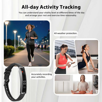 Smart Bracelet Fitness Health Tracker for Men Women with 2 Bands | 24/7 Heart Rate/Pressure Detection/Sleep Monitor, 5ATM Waterproof, Multiple Sport Modes, Android iOS Compatible