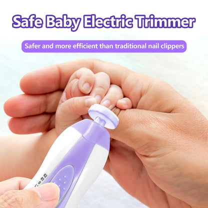 Electric Nail File Drill for Baby No Sharp Claws Hurt, 6 in 1 Safety Cutter Trimmer Clipper for Toes and Fingers (Blue)