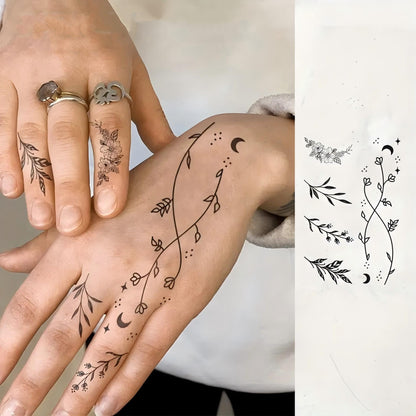 12 Sheets Beautiful Butterfly Flowers Temporary Tattoos For Women Feet Hands Body Art, Realistic Rose Peony Floral Fake Tattoo Sticker For Legs Ankle, Waterproof Lily Dreamcatcher Temp Tatoos Decals
