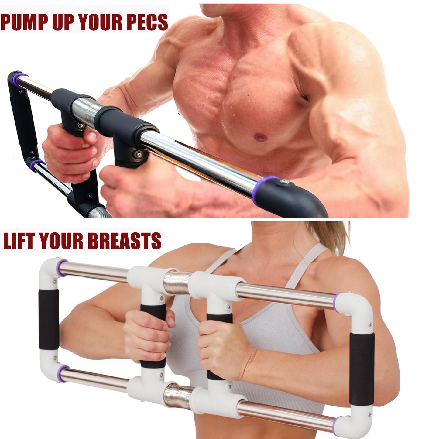 GoFitness Push Down Bar, Chest Exerciser at Home Workout Equipment | Upper Body Strength Trainer for Chest, Arm, Shoulder, Back and Abs, Home Fitness Equipment