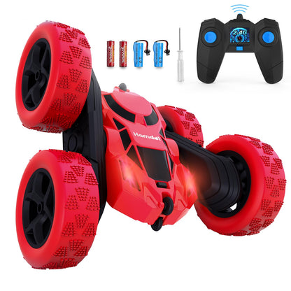 Hamdol Remote Control Car for Kids, 360° Rotating Double-Sided RC Car with LED Headlights, 4WD 2.4GHz Electric Rechargeable Toy Vehicle for Boys and Girls, Perfect Birthday