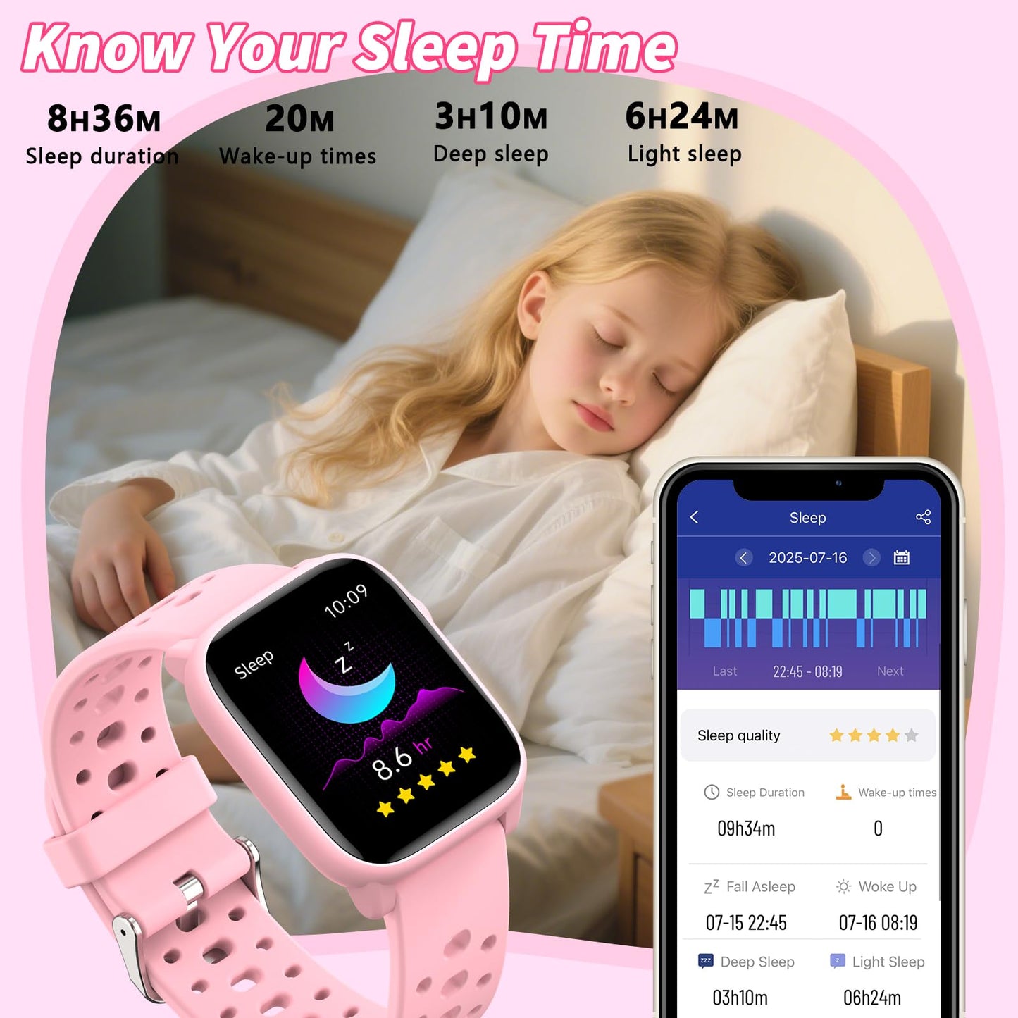Smart Watch for Kids with 12 Puzzle Games, 1.83" Fitness Tracker Watch Heart Rate Sleep Monitor, Pedometer, Alarm Clock, Flashlight, Gift for 6-12 Year Old Boys Girls