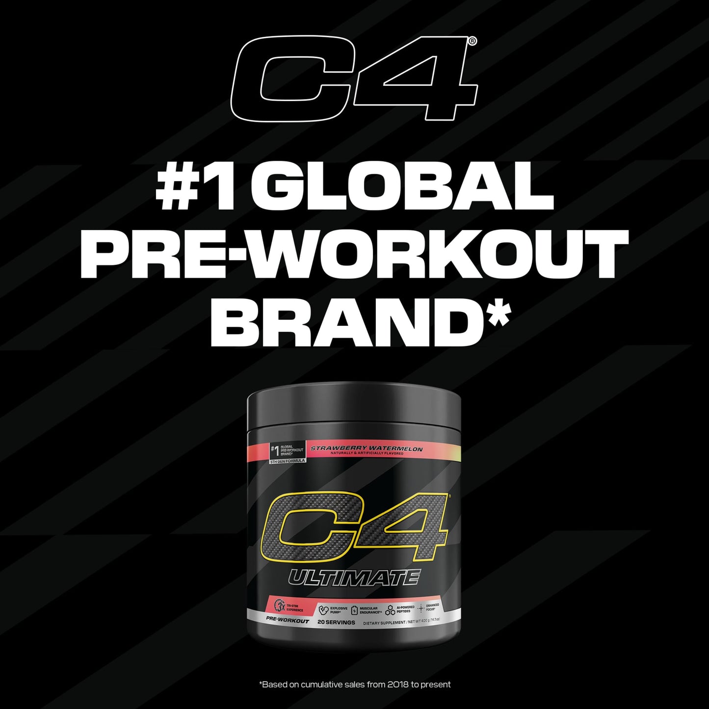 C4 Ultimate Pre Workout Powder Watermelon - Sugar Free Preworkout Energy Supplement for Men & Women - 300mg Caffeine + 3.2g Beta Alanine + 2 Patented Creatines - 20 Servings