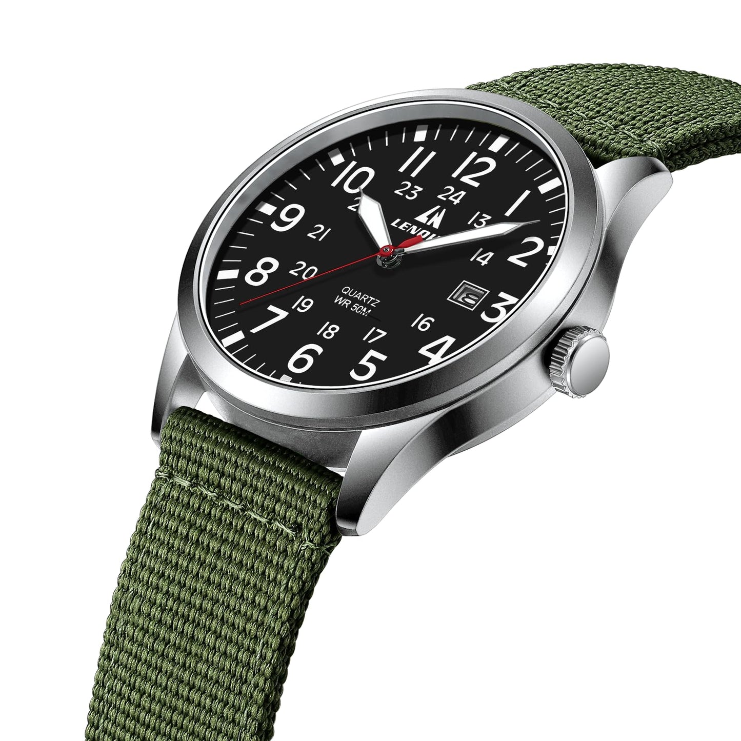 LN LENQIN Mens Watches Unisex Military Sport Nylon Strap Stylish Luminous Fashion Analog Quartz Watch for Men Waterproof Army Tactical Casual Wristwatch