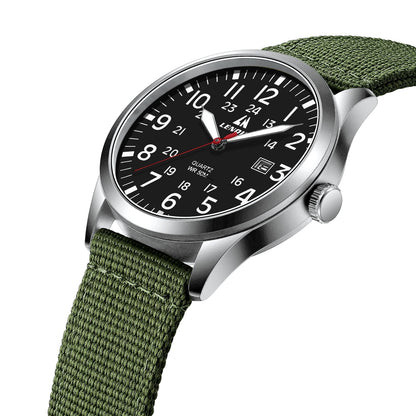 LN LENQIN Mens Watches Unisex Military Sport Nylon Strap Stylish Luminous Fashion Analog Quartz Watch for Men Waterproof Army Tactical Casual Wristwatch