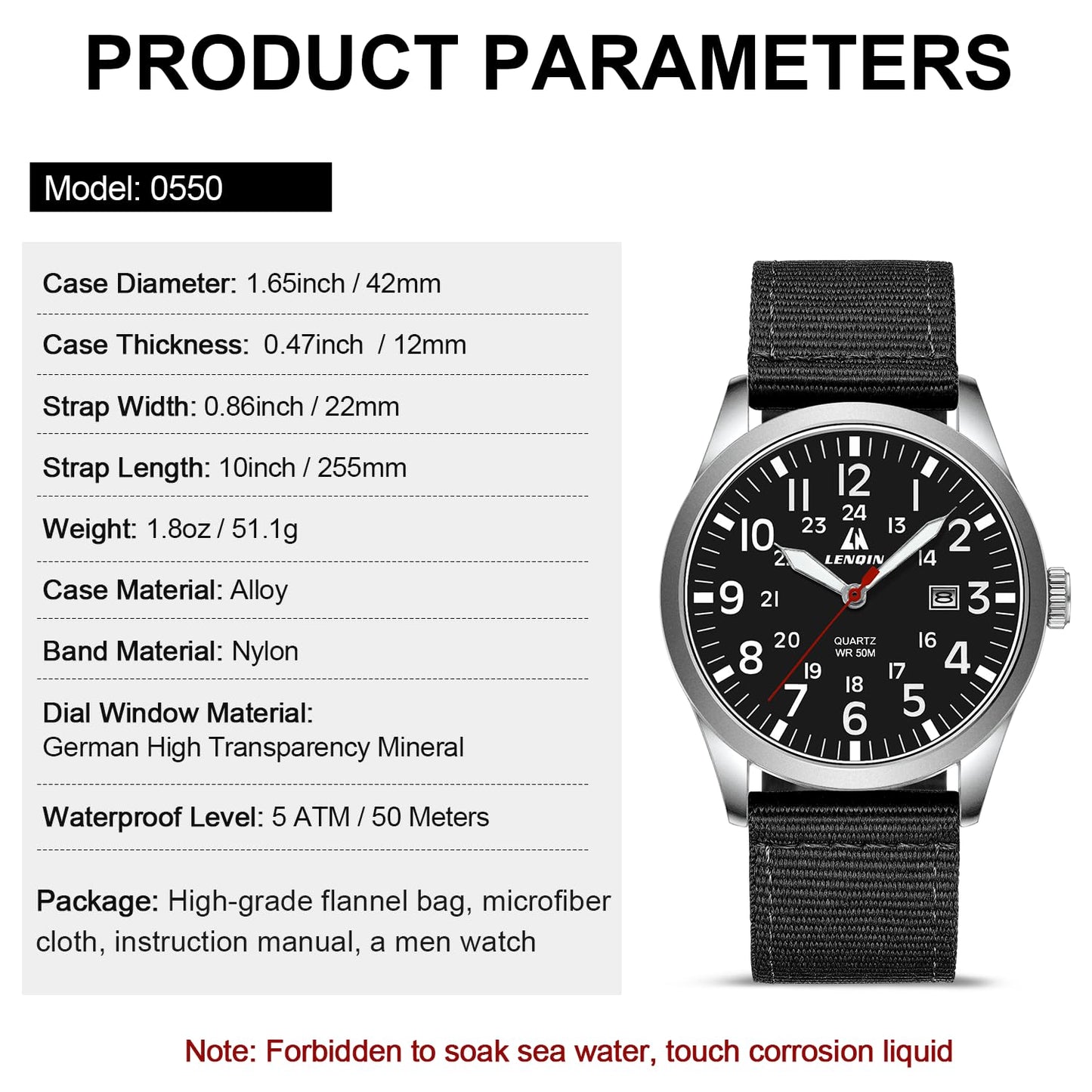 LN LENQIN Mens Watches Unisex Military Sport Nylon Strap Stylish Luminous Fashion Analog Quartz Watch for Men Waterproof Army Tactical Casual Wristwatch