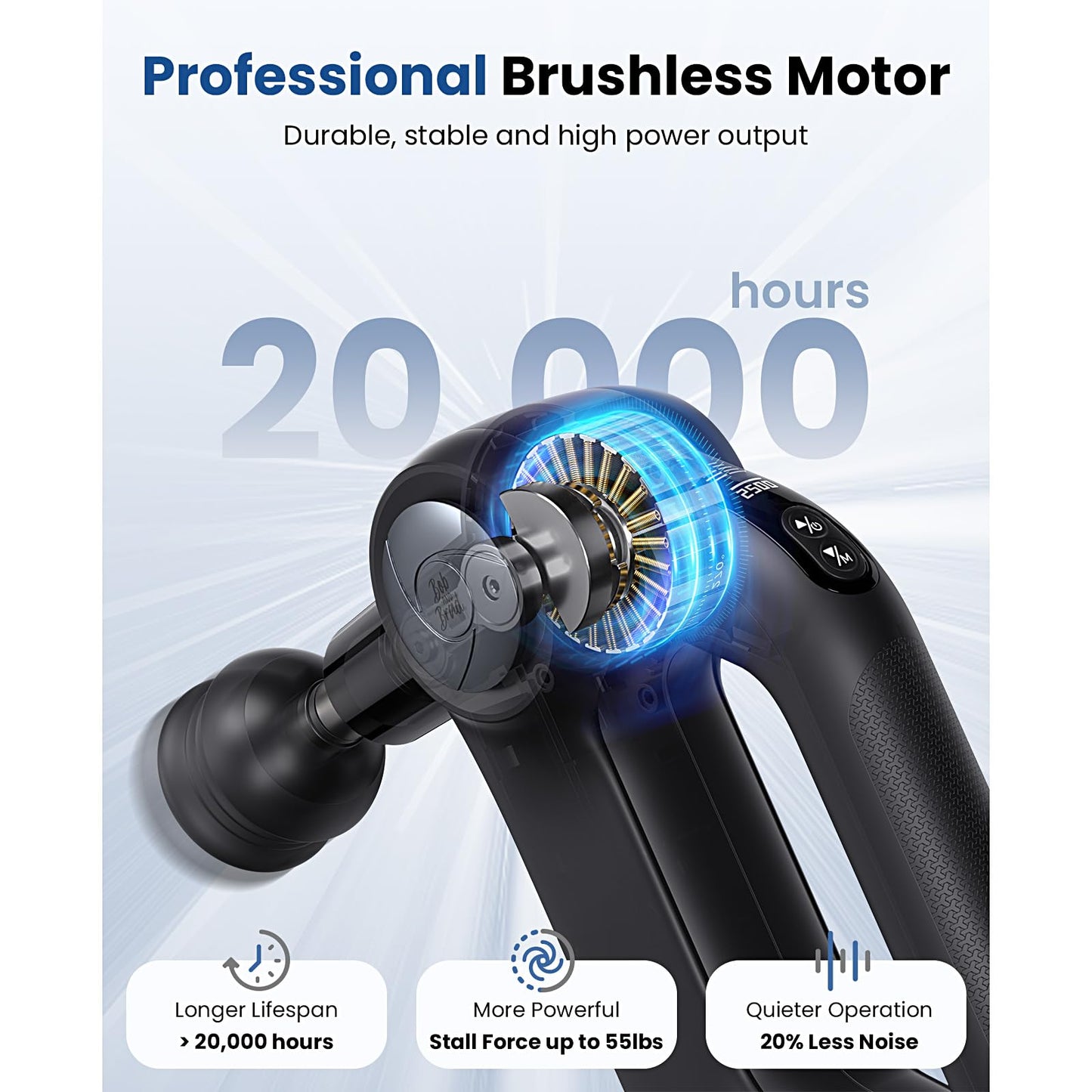 BOB AND BRAD D5 Pro Plus Handheld Massage Gun with Heat, FSA-HSA Eligible Deep Tissue Percussion Massage Gun, Powerful Muscle Massager for Athletes Fitness Workout & Daily Recovery, Birthday Gift
