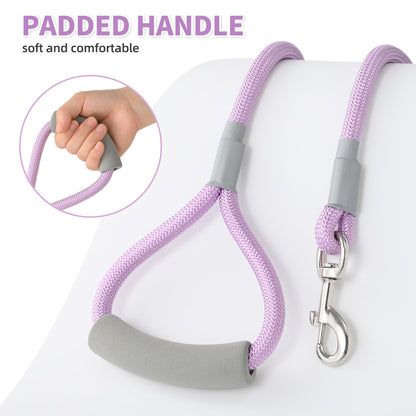 Mile High Life Dog Leash, 5FT x 1/2IN Black, with Padded Handle | Heavy-duty nylon rope leash with soft handle & steel tips. Comfortable grip for daily walks with small to large dogs.