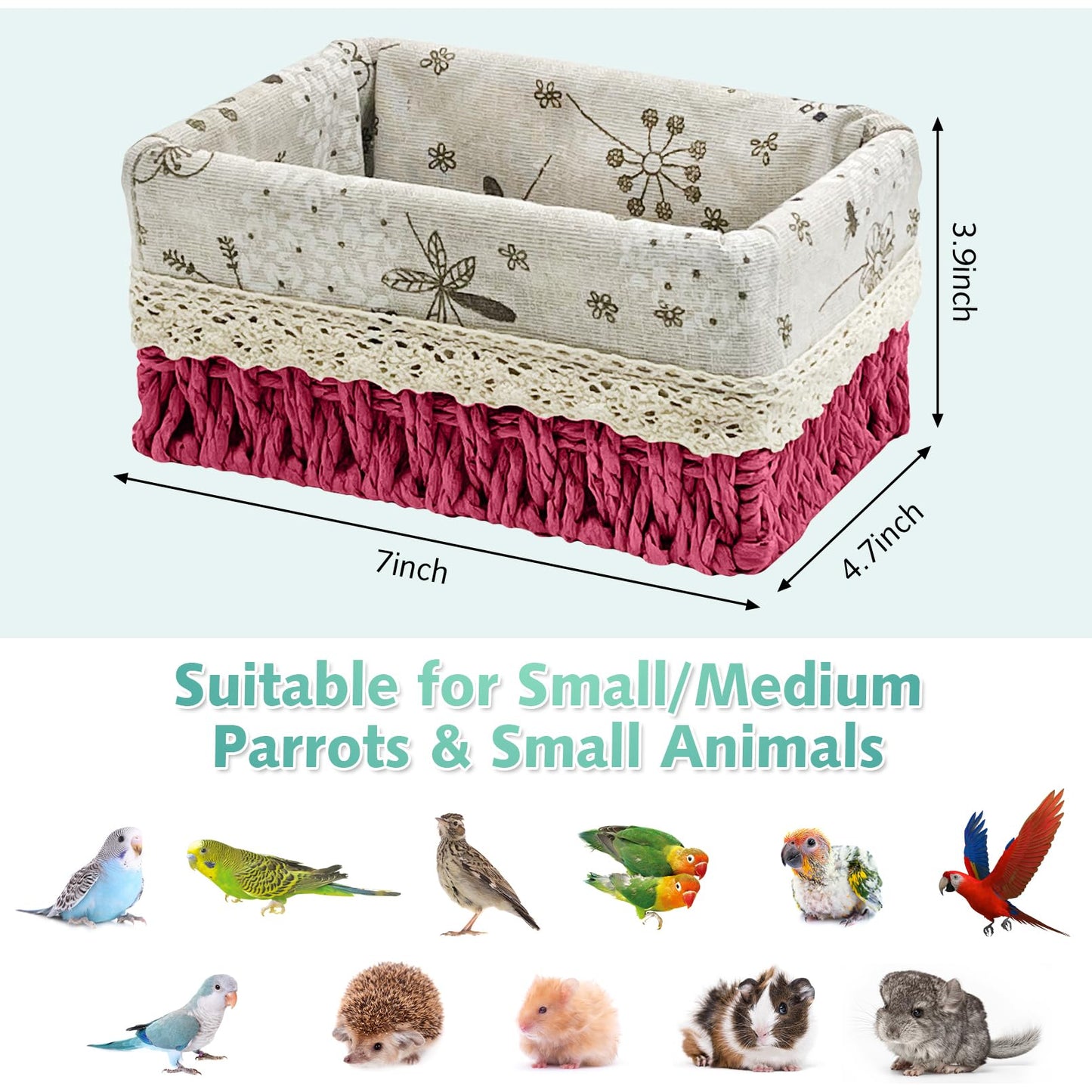 kathson Bird Nest Parrot House Birds Sleeping Bed Straw Weave All Season Hanging Hammock Bird Bed Snuggle Hut Birdcage Accessories for Parakeets Budgies Cockatiels Conures Quaker Parrot(Yellow)