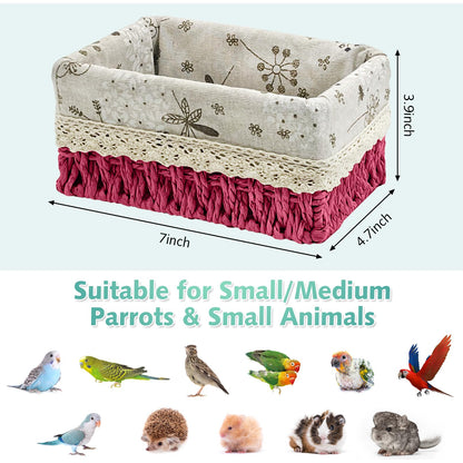 kathson Bird Nest Parrot House Birds Sleeping Bed Straw Weave All Season Hanging Hammock Bird Bed Snuggle Hut Birdcage Accessories for Parakeets Budgies Cockatiels Conures Quaker Parrot(Yellow)