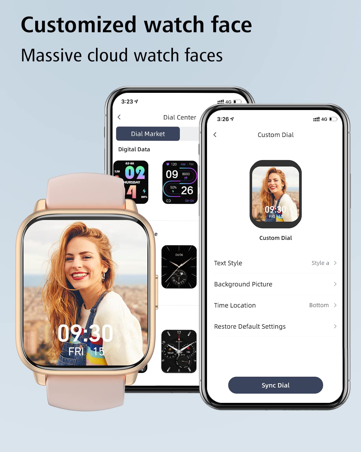 RUIMEN Smart Watches for Women Men (Answer/Make Calls, 2 Bands Included), 1.8" Smartwatch for iOS/Android Phones, Fitness Tracker Heart Rate/Sleep Monitor Digital Watch Waterproof Milky White