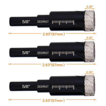 7 Piece Diamond Drill Bits Set, Core Drill Bits for Hard Materials - Tiles Ceramics Glass Stones – Built in Coolant, Fast Dry Drilling - Sizes 3/16" 1/4" 5/16" 3/8" 1/2" - Round Shank, Storage Case