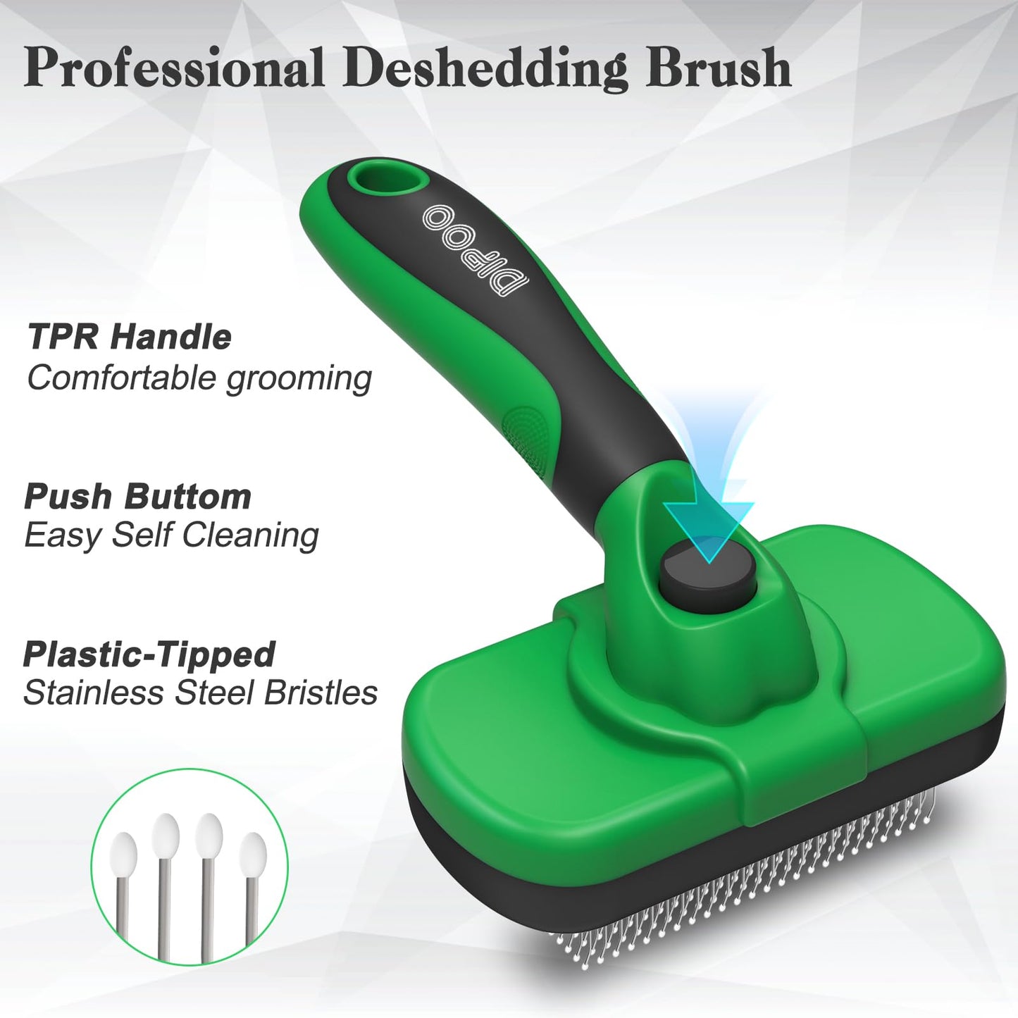 Dipoo Self Cleaning Shedding Brush - Skin Friendly Grooming Tool for Dogs, Cats, and Puppies, Deshedding and Hair Removal for Long and Short Haired Pets, Black