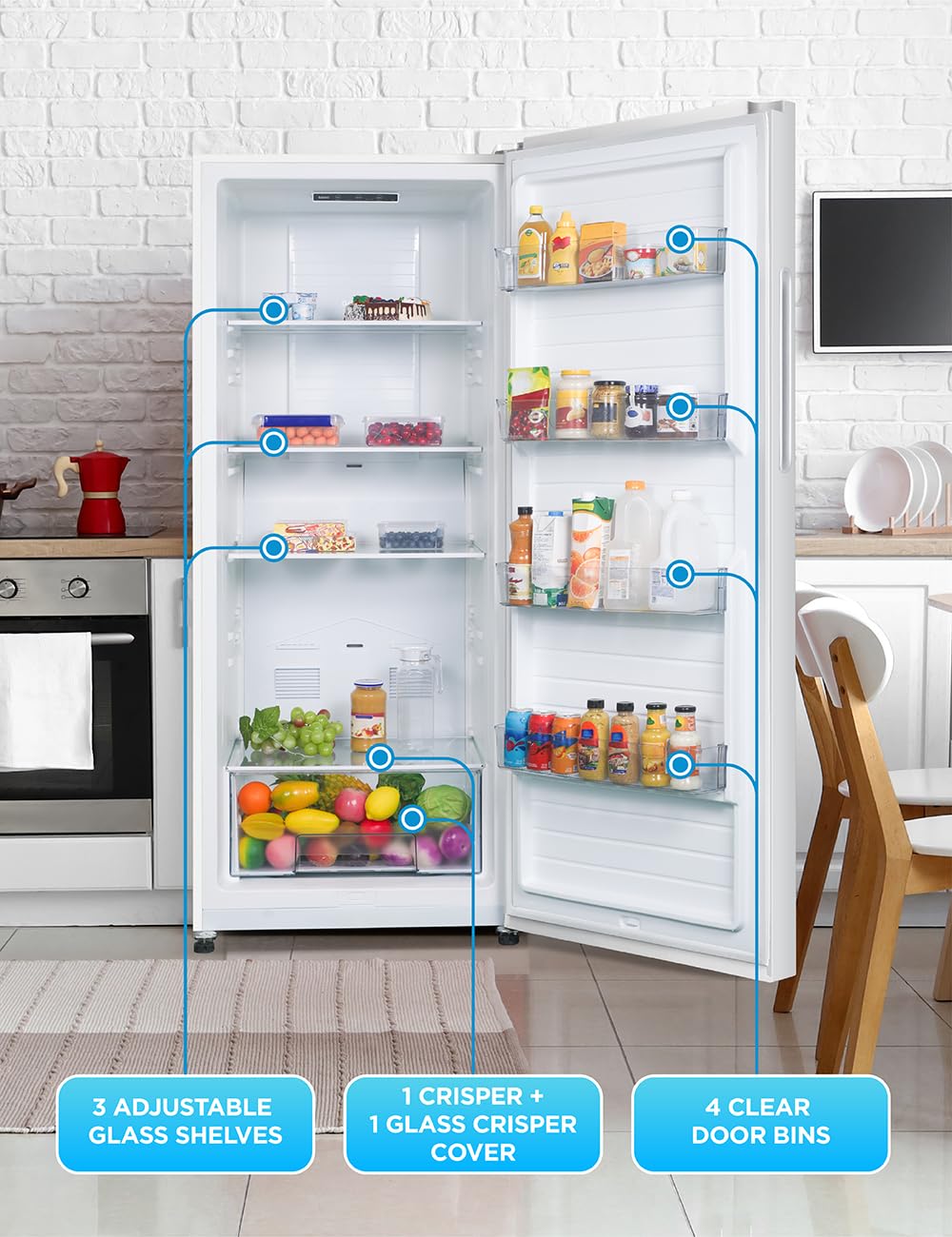 Commercial Cool 20 Cu. Ft. Top Mount Refrigerator with Freezer, 2-Door Refrigerator with Top Freezer and Adjustable Temperature Control, Ice Maker Ready, Energy Star Certified, Stainless Look