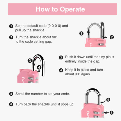 Puroma 2 Pack Combination Lock 4 Digit Padlock for School Gym Locker, Sports Locker, Fence, Toolbox, Case, Hasp Storage (Black & Code Window)