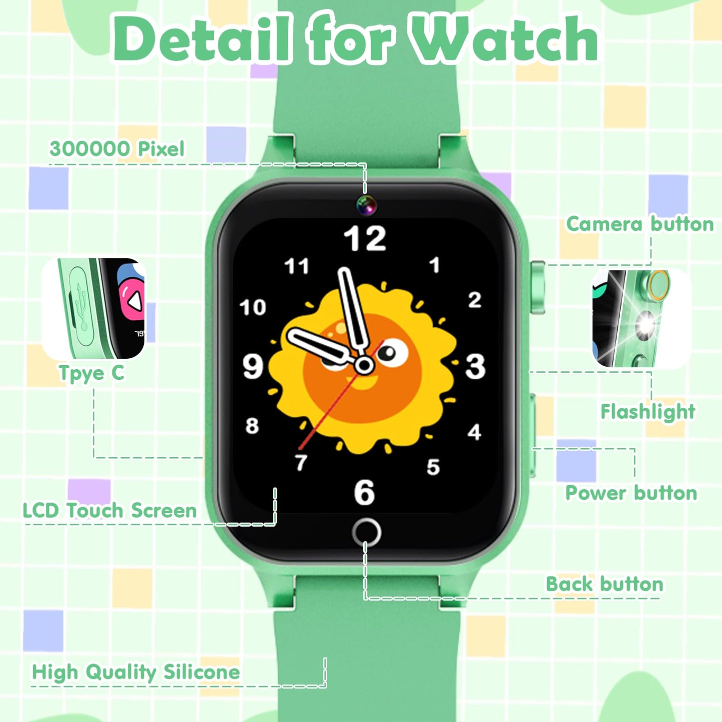 Luyiilo Smart Watch for Kids, with 26 Puzzle Games, Touch Screen, HD Camera, Alarm Clock, Toys for Ages 4-12 Years Old.Birthday Gift for Boys Girls (Blue)
