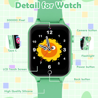 Luyiilo Smart Watch for Kids, with 26 Puzzle Games, Touch Screen, HD Camera, Alarm Clock, Toys for Ages 4-12 Years Old.Birthday Gift for Boys Girls (Blue)