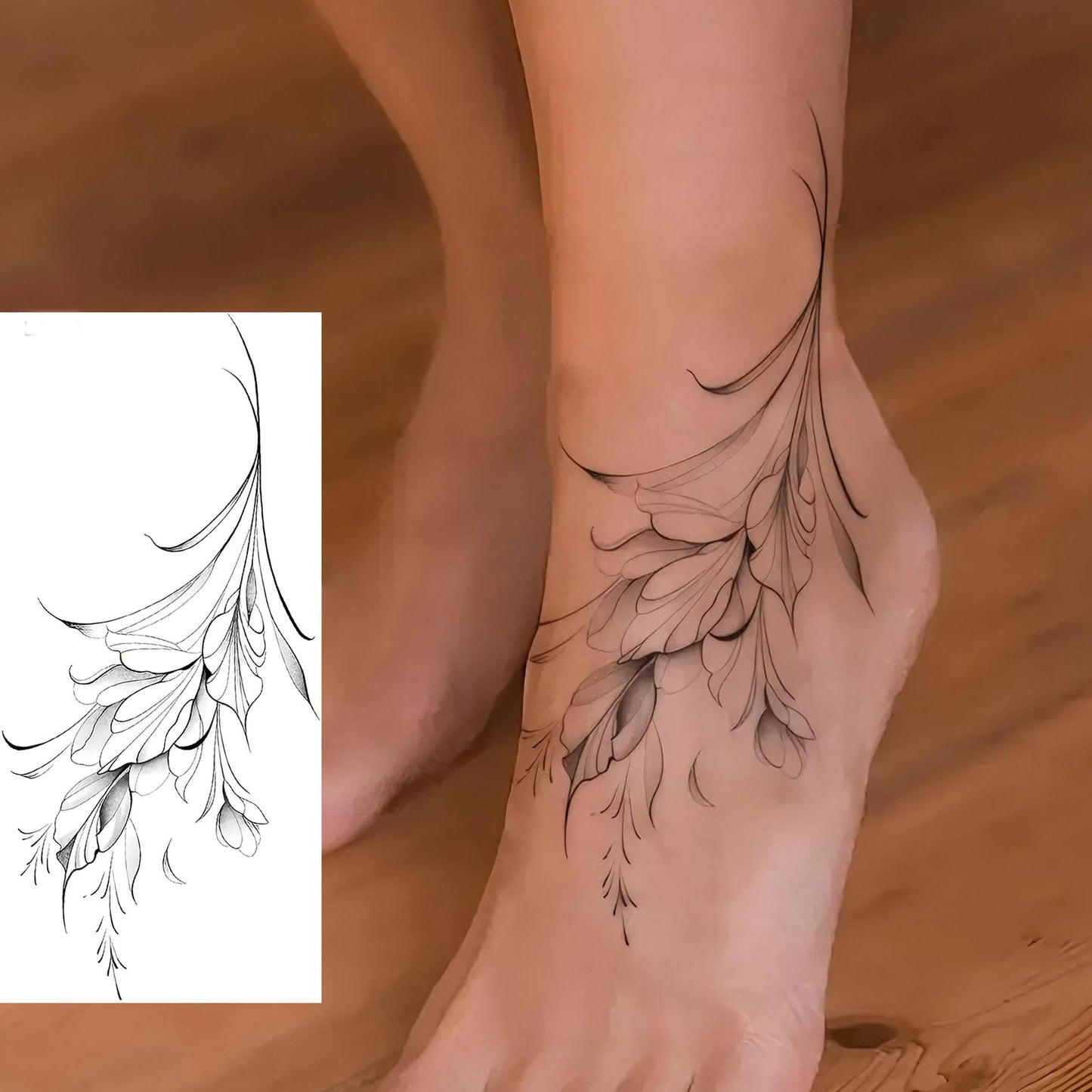 12 Sheets Beautiful Butterfly Flowers Temporary Tattoos For Women Feet Hands Body Art, Realistic Rose Peony Floral Fake Tattoo Sticker For Legs Ankle, Waterproof Lily Dreamcatcher Temp Tatoos Decals