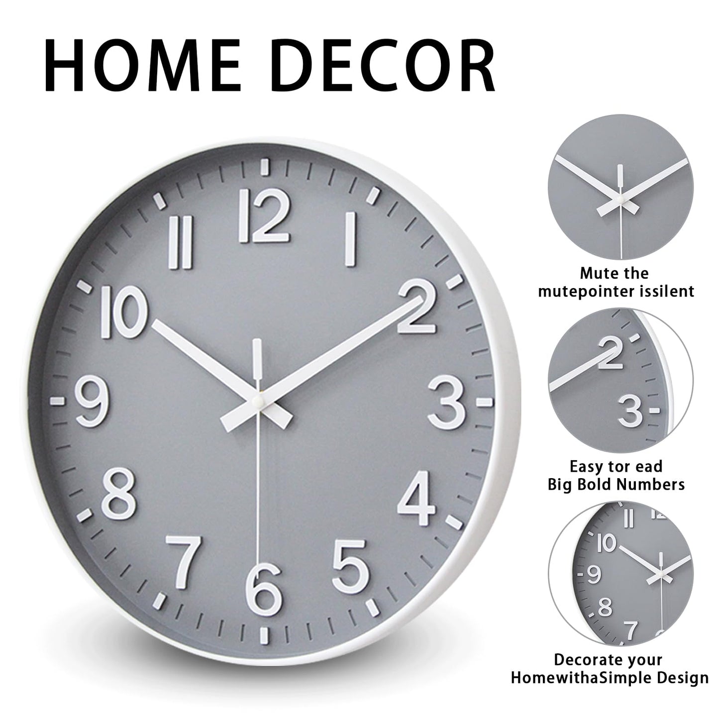 HZDHCLH Wall Clocks Battery Operated,Wall Clock Green,8 inch Wall Clock Silent Non Ticking Modern 3D Numbers for Kitchen Bedroom Living Room Office Classroom Decor