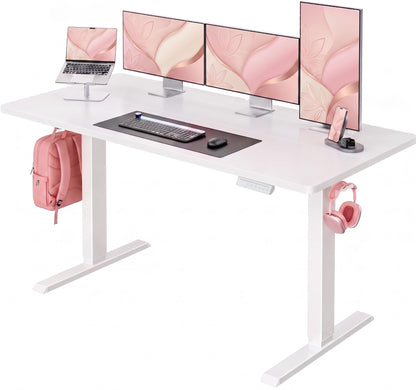 HUANUO 32" Small Electric Standing Desk Adjustable Height, 4 Memory Height Settings, Sit Stand Up Desk for Home Office & Computer Workstation, LightWalnut